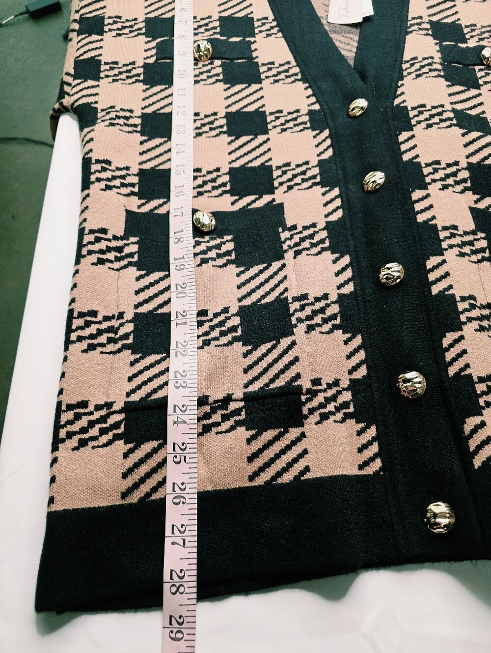 NWT Philosophy Republic Clothing Oversized Houndstooth Cardigan Sweater Gold But - Picture 8 of 12